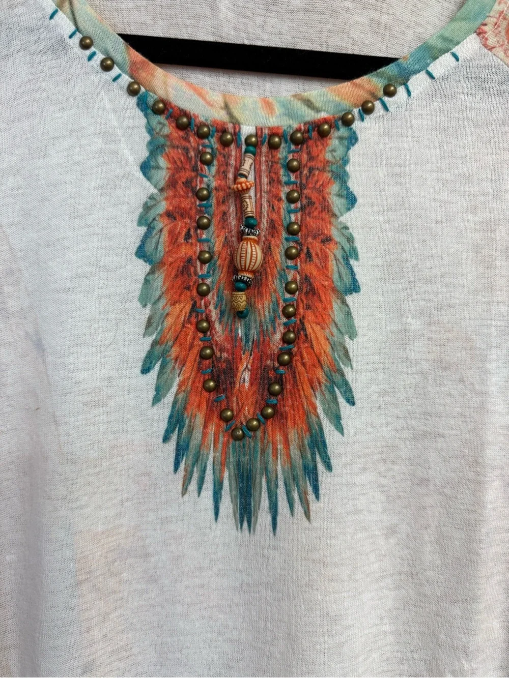 Feather Print Womens Top - Picture 2 of 11